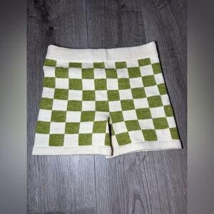 BELLE THE LABEL wasabi checkered knit green shorts size small